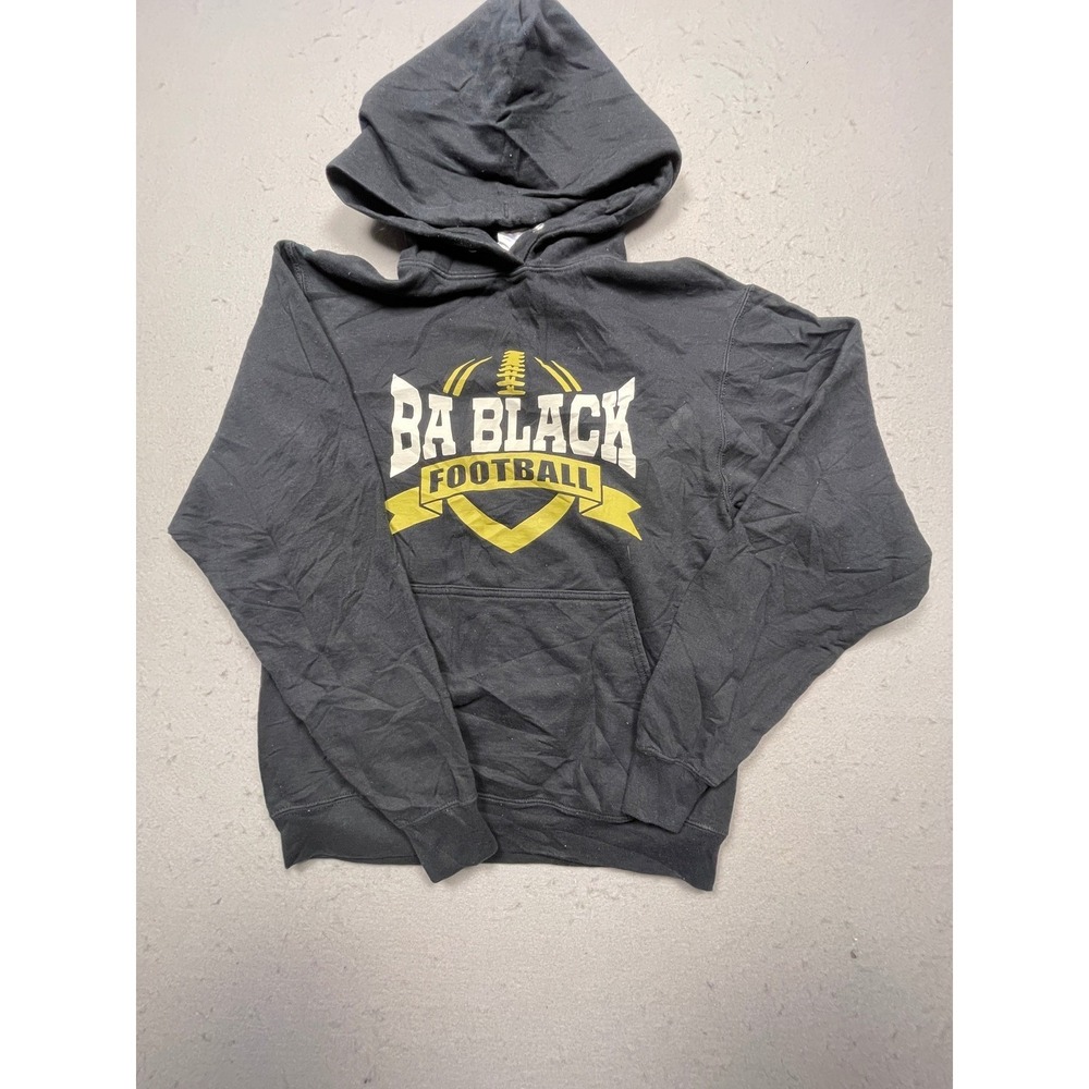 Port & Company Essential Fleece Hoodie Unisex Small Black Football Excellent